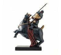 MagiDeal Cavalry Figurine Resin Statue Sculpture Decor With Classical Fighter Red Draped On Black Rectangular Base suitable for living room home decor