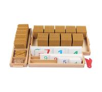 MagiDeal Children Arithmetic Game Wooden Counting Set Number Cards Symbol Cards Bead Blocks Tray Based Layout For Early Math Practice Suitable for classroom, Gold, Gold