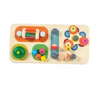 MagiDeal Children Educational Board Wooden Busy Board Activity Board Sensory Board Learning Board With Secure Mounted Pieces And Light Wood Base for Control
