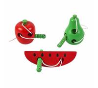 MagiDeal Children Lacing Game Wooden Shape Pear Shape Lacing Toy Rope Handle Easy Grip Suitable for Fine Creative Play