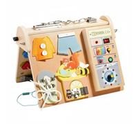 MagiDeal Children Learning Board Busy Board Activity Board Sensory Board Toy With Wooden Latches Buttons And LED Feature Suitable for home playrooms car rides quiet time travel