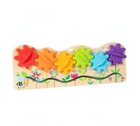 MagiDeal Children Learning Gear Wooden Busy Board Activity Board Early Learning Toy Interactive Gear Board Fine Motor Coordination Playful Floral Scene Self, Bee Garden Scene Caterpillar Gears
