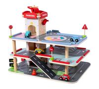 MagiDeal Children Parking Game Multi Level Wooden Toy Garage Vehicle Playset Manual Elevator Dynamic Adventure Structure Suitable for Kids Playroom Learning Activities, M-parking Center