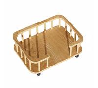 MagiDeal Composite Material Bed Wooden Pet Lounger With Fence Rail Elevated Bed Cooling Mat Breathable Rest Area Stable Frame Structure suitable for cats small dogs indoor home decor, S