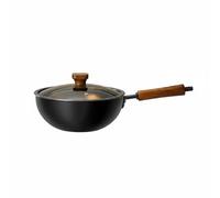 MagiDeal Cooking Pan Skillet Frying Pan with Hammered No Coating Iron Interior for Smooth Release and Suitable for One Person Home Cooking 24cm