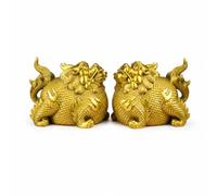 MagiDeal Copper Decorative Statue Brass Mythical Creature Figurine Ornament Sculpture Decor With Modern Shine And Classic Style, 22 Large Wealth Pixiu A Type 1 Pair - L21cm W14cm H14cm, 4kg