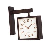 MagiDeal Corner Wall Clock Timepiece Craft Minimalist Stylish Double Sided Decorative Clock for Office Room Birthday Gift, dark brown
