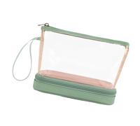 MagiDeal Cosmetic Bag Make up Organizer Double Layer for Accessories Brushes Transparent with Wet and Dry Compartments Toiletries Case, Green