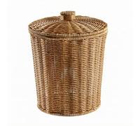 MagiDeal Covered Storage Container Round Rattan Lid Woven Cover Basket Top Knob Design With Natural Look Weave and Lightweight Build Suitable for table rooms apartment living