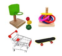 MagiDeal Creative Bird Training Toys Parrot Toy Skateboard Trick Playing Basketball with Set for Cockatiel Budgie Lovebird Parakeet Cockatiels Playing
