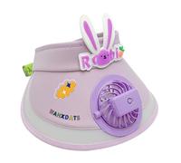 MagiDeal Cute Summer Hat with Fan Built in Sun Visor Fan Hat Cooling Fan Cap Cartoon Sun Visor for Kids Outdoor Caps Sun Visor Hat with Fan for Kids Children Girls Boys Beach Outdoor, Purple