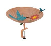 MagiDeal Deck Mounted Bird Bath Hummingbird Birdbath Feeder Balcony Fence Decor Bird Watcher Gifts Garden Iron Birdbath for Outdoor