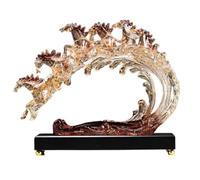 MagiDeal Decorative Horse Figurine Resin Statue Sculpture Ornament With Sculptural Textured Surface And Firm Standing Weight, Crystal Gold Foil Horses Running Successfully Ornament