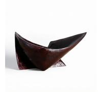 MagiDeal Decorative Planter Resin Flowerpot With Geometric Edged Form Dark Reddish Brown Finish Open Top Faceted Basin Vessel For Coffee Table Display Shelf