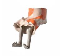 MagiDeal Decorative Planter With Human Legs Flower Pot Plant Container Resin Carved Silhouette Lightweight Artistic Style Suitable for Shelf Desk Home Decor, 15CM, Orange And White Striped Skirt