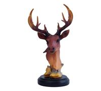MagiDeal Deer Head Stag Ornament, Deer Figurine Desktop Ornament with Base, Resin Gift Unique Collection Resin Adornment for Farmhouse Table Centerpiece Cabinet Bedroom, Brown