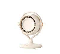 MagiDeal Desktop Quiet Floor Fan Bladeless Pedestal Fan USB C Rechargeable Unit With Enclosed Head And Levels suitable for home study sofa side tables dorm bunks compact bedrooms, Beige
