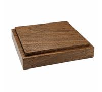 MagiDeal Display Stand Walnut Wood Base Pedestal Riser With Geometric Square Profile Layered Construction Stable Support suitable for tea table desk shelf home , 10 10 2cm