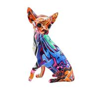 MagiDeal Dog Sculpture Artwork Multicolor Lovely Creative Splashing Color Desk Decor Graffiti Chihuahua Statue for Book Shelf Wedding, Style A
