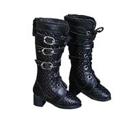 MagiDeal Doll Footwear Bjd Doll Boots Shoes Booties Accessories With Structured Shape And Dark Style Finish With Buckle And Lace Up Details In And Metal Suitable for Styling Display Photoshoots