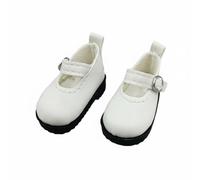 MagiDeal Doll Footwear BJD Miniature Leather PU Material Handmade Shoes Accessory Strap Buckle Realistic Stitching Details Suitable for Collectors Display , White