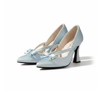 MagiDeal Doll High Heels Stylish Pointed Toe Decorative Bow High Heel Doll Shoe Effect Suitable for Collector Collection Shelf Display Elegant Photo Setup , Dream Blue , Four-point