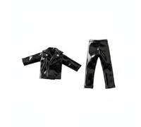MagiDeal Doll Synthetic Outfit Leather Suit Set Jacket Trousers Miniature Clothes OB11 Accessory With Fine Stitching For Photography Diorama Collectors