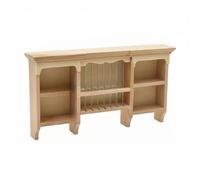 MagiDeal Dollhouse Cabinet Miniature Kitchen Cabinet Cupboard Wall Cabinet Shelf Crafted From Birch Wood With Central Plate Rack And Classic Detailing Suitable, Wood