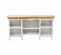 MagiDeal Dollhouse Cabinet Miniature Kitchen Cabinet Cupboard Wall Cabinet Shelf Crafted From Birch Wood With Central Plate Rack And Classic Detailing Suitable, White