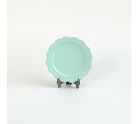 MagiDeal Dollhouse Plate Miniature Alloy Floral Vintage Tray Embossed Ornamental Tableware French Style Suitable for Collector Display Diorama Craft Hobbyist, Sky Blue, 22 3mm