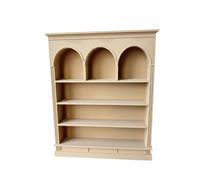 MagiDeal Dollhouse Shelf Miniature Bookcase Arched Bookshelf Roman Shelving Material Textured Finish Sturdy Structure Suitable for DIY Dioramas Model Scenes Miniature Study Living Room, Beige