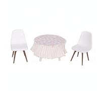 MagiDeal Dollhouse Tablecloth miniature dining table chair set furniture decor crafted from PLA and soft textile suitable for collectors hobbyists living room, S Pink Pattern