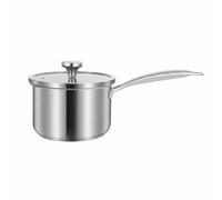 MagiDeal Double Layer Cookware Stainless Steel Saucepan Pot Pan with Glass Lid Thickened Deep Design Spill Reduction Stable Knob, 16CM Single Layer, Stainless Steel Handle