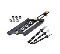 MagiDeal Dowel Jig Guide Hole Jig Drill Guide Aluminum Alloy Body Precision Sleeves Adjustable Range Suitable for Furniture Assembly Adjacent Hole layouts DIY Joinery, Main Body + Drill Bits