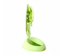 MagiDeal Drinking Pet Water Dispenser Feeder Bowl Unit 2 In 1 Design With Adjustable Height Spill Resistant Stainless Steel Nozzle Stable Non Electric suitable for senior pets gentle drinkers, Green