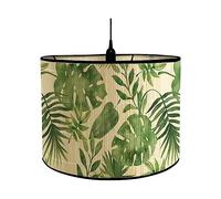 MagiDeal Drum Print Lamp Shade Wicker Lamp Shade Light Fixture Green Plant Pattern Rattan Lamp Shade for Hanging Light, Floor Lamps Living Room Cafe, A