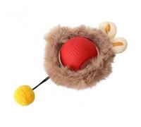 MagiDeal Feline Play Ball Cat Toy Ball Sphere With Smooth Ribbed Core Soft Furry Shell Tether Cord And Tassel For Rolling Swatting Chasing Pouncing Suitable, Red, Smart With Wake-up