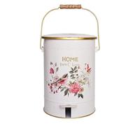 MagiDeal Foot Pedal Trash Can Round Metal Bin Wastebasket Pedal Bin Rubbish Container With Silent Closing Lid And Wooden Grip Handle Vintage suitable for, HA1401B