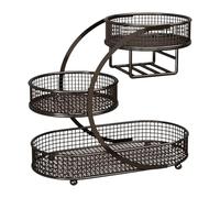 MagiDeal Fruit Basket Holder Bread Storage Baskets Modern 3 Tier Sturdy Fruit Vegetable Storage Basket for Household Snack Living Room, Black