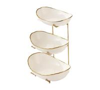 MagiDeal Fruit Bowl for Kitchen Counter,Fruit Holder,Decorative,Display Stand,Tiered Fruit Basket for Candy Snack Dessert Cake, Golden 3 Layer