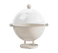 MagiDeal Fruit Bowl with Lid Container Large Capacity Multifunctional Food Storage Bowl Clear Pedestal Basket for Countertop Kitchen, White