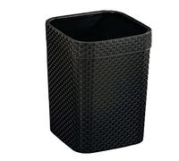 MagiDeal Garbage Bin Rattan Woven Narrow Square Plastic Waste Bin Wastebasket Dustbin for Hotel Home Backyard Kitchen Patio, Black