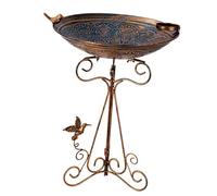 MagiDeal Garden Decor Standing Bird Bath with Feeder Drinking Feeding Basin for Bird Watchers