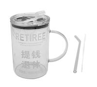 MagiDeal Glass Coffee Tumbler 1000ml Drinking Cup Water Mug High Temperature Resistant Coffee Mug for Milk Juice Birthday Gift, Retiree