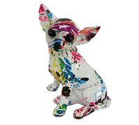 MagiDeal Graffiti Painted Chihuahua Statuette Dog Sculpture Creative Colorful Resin Ornament Animal Statue Decor Dog Figurines Home Decor for Shelf, Spotted Graffiti