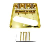 MagiDeal Guitar Bridge Set Brass Saddles DIY for 3 Strings Electric Guitar Easy to Install Replacement Part with Mounting Screws, gold