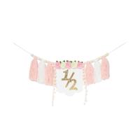 MagiDeal Half Birthday High Chair Banner Tassel Wood Bead Highchair Garland Bohemian Birthday Party Decoration for Nursery Photo Prop, Pink No Hat
