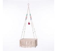 MagiDeal Hanging Cat Hammock Bed Indoor Pet Lounger Fringed Suspended Resting Place Handcrafted with Tassels Suitable for Home Cats, Small (45x28 cm)