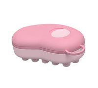 MagiDeal Head Scalp Comb Soft Silicone Bristles Hair Care Compact Handheld Scalp Scrubber Massage Tool for All Hair Types Travel Brush, Pink