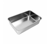 MagiDeal Industrial Container Stainless Waste Pan High Edge Open Entry Smooth Surface Low Maintenance Suitable for Indoor Cats Pet Homes, Medium 50x35x15cm, 201 Stainless Steel